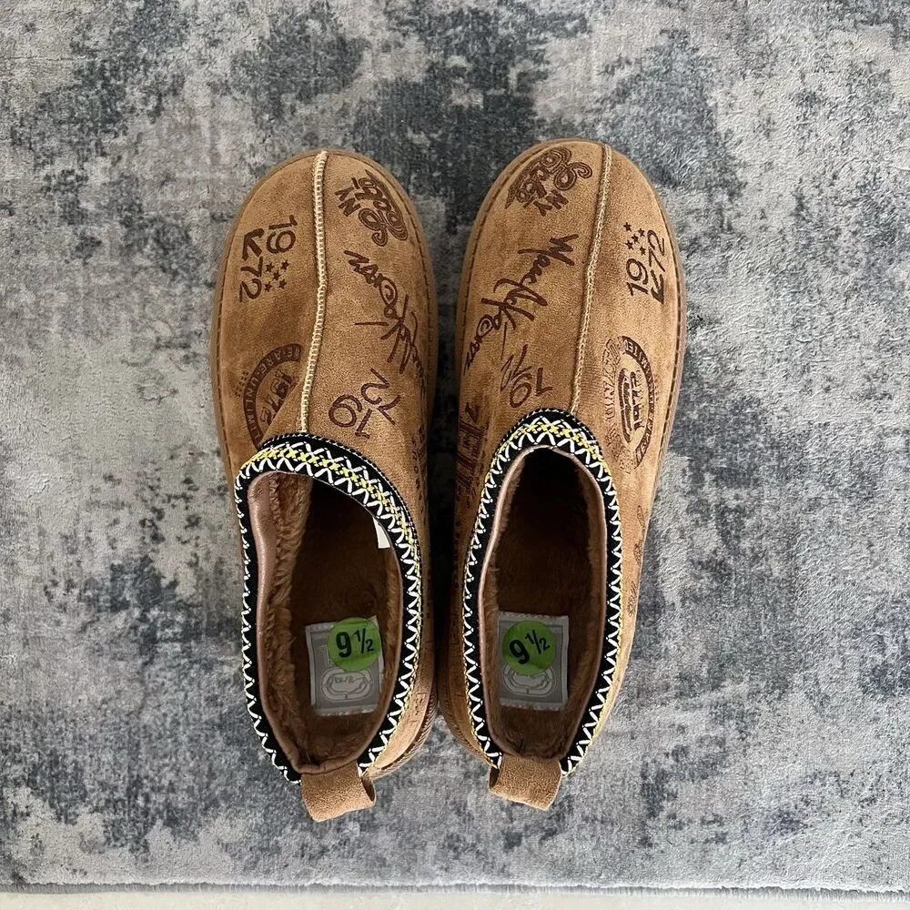 Ecko Unltd. Men's Fur Lined Mules Tasman Style Slippers Chestnut Size 9.5